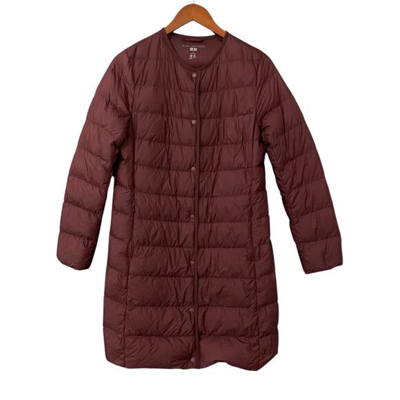 Uniqlo Women’s Ultra Light Down Jacket Small Wine Packable Travel Quilted Coat - Picture 14 of 16